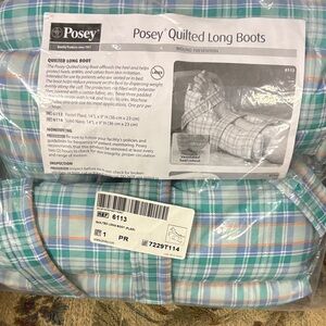 Quilted Long Boots - Pastel Blue and White. One pair